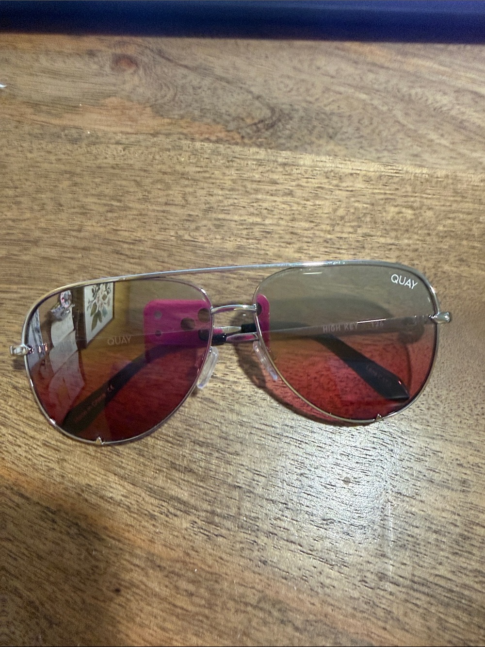 Quay Aviator Sunglasses with Red Gradient Lenses (Lens CAT2) High Key 126